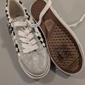 Silver Glitter Checkered Sneakers